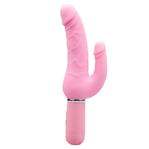 Aphrodisia Levina Double Penis Penetration Realistic Dildo Rabbit Vibrator - Pink