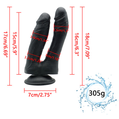 MD Fighter Realistic Double Penetration Dildo - Black