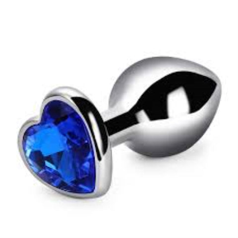 3pcs Heart-Shaped Jewelled Stainless Steel Anal Plug Kit - Blue