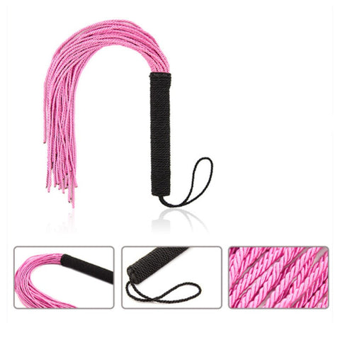50cm Faux Leather Tassels Bondage Flogger - Black/Pink