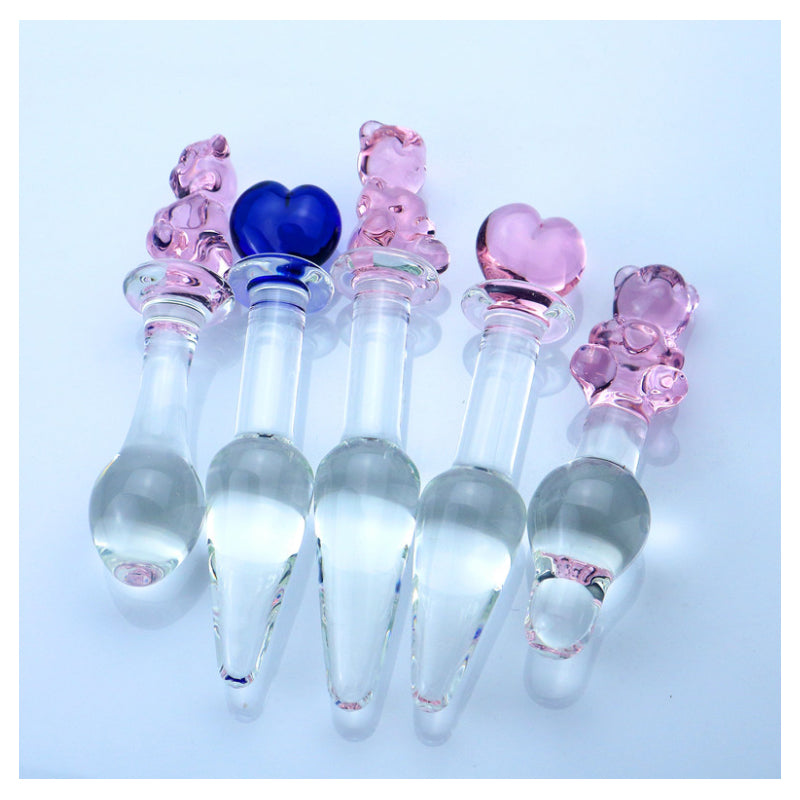 12.5cm Crystal Glass Anal Plug - Bear Round