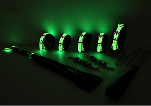 BDSM Luminous 7 Pcs Luxury Fetish Restraint Bondage Kit - Black&Green