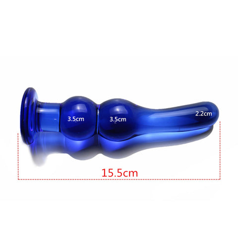 Bluelover 15cm Crystal Glass Thruster Butt Plug / Wearable Anal Beads