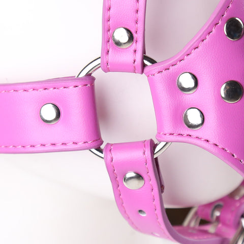 BDSM Bondage Mouth Opener Cover Cup Full Head Harness - Pink