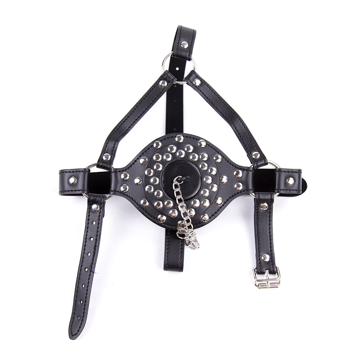 BDSM Bondage Mouth Opener Cover Cup Full Head Harness - Black