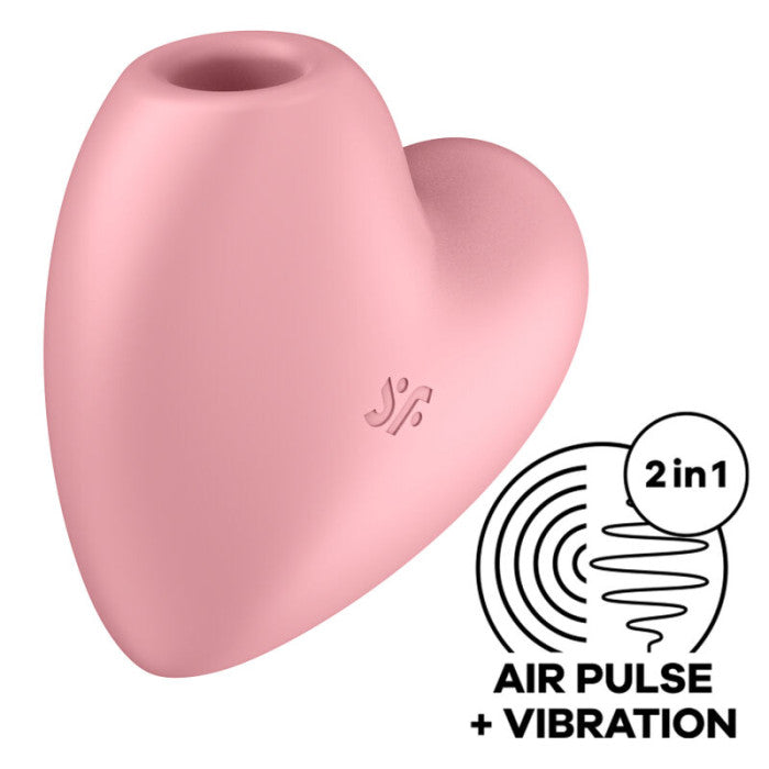 SATISFYER Cutie Heart Air Pulse Clitoral Stimulator Vibrator - Light Red