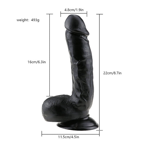 MD BOOM 8.5'' Realistic Dildo with Suction Cup - Black