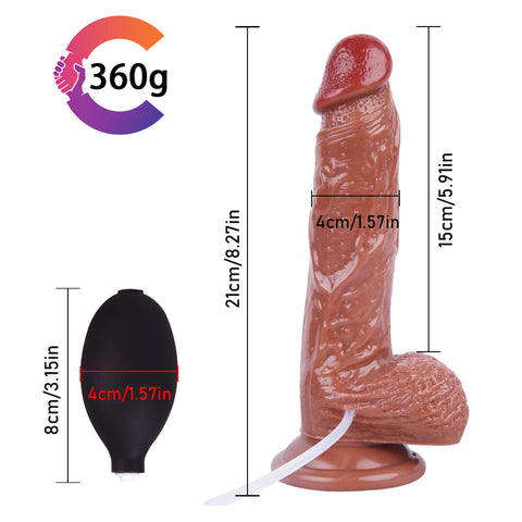 MD Cuty Squirting Dildo with Suction Cup - Brown