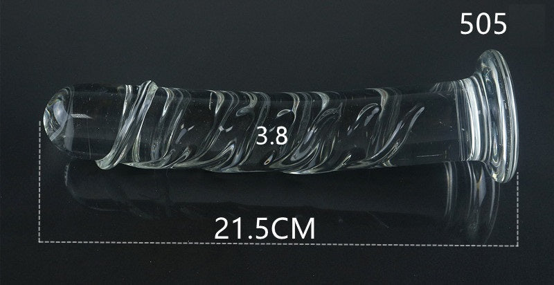 Threaded Crystal Glass Dildo/ Anal Plug - S/M/L