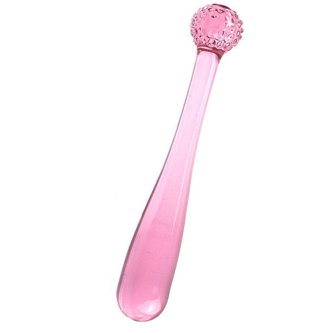 Crystal Pink Glass Beaded Anal Plug Dildo - Long Bump