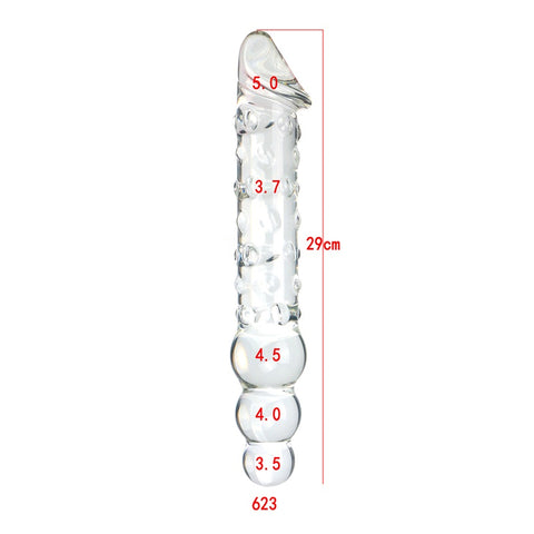 Glass Beaded Realistic Dildo & Anal Plug - S/M/L