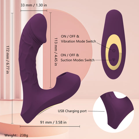 MOLE Clit Sucking G Spot Vibrator Realistic Dildo - Purple