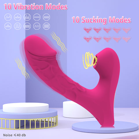 MOLE Clit Sucking G Spot Vibrator Realistic Dildo - Rose