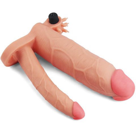 LOVETOY Pleasure X-Tender Vibrating Double Penis Sleeve Extender Add 1 inch