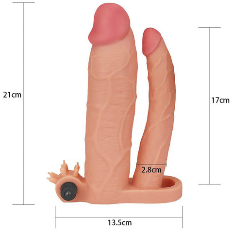 LOVETOY Pleasure X-Tender Vibrating Double Penis Sleeve Extender Add 1 inch
