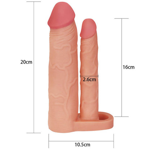 LOVETOY Pleasure X-Tender Double Penis Sleeve Extender Add 2 inch