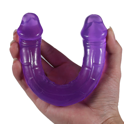 DY Crystal Double Penetration Dildo  - Purple 3 Size Optional