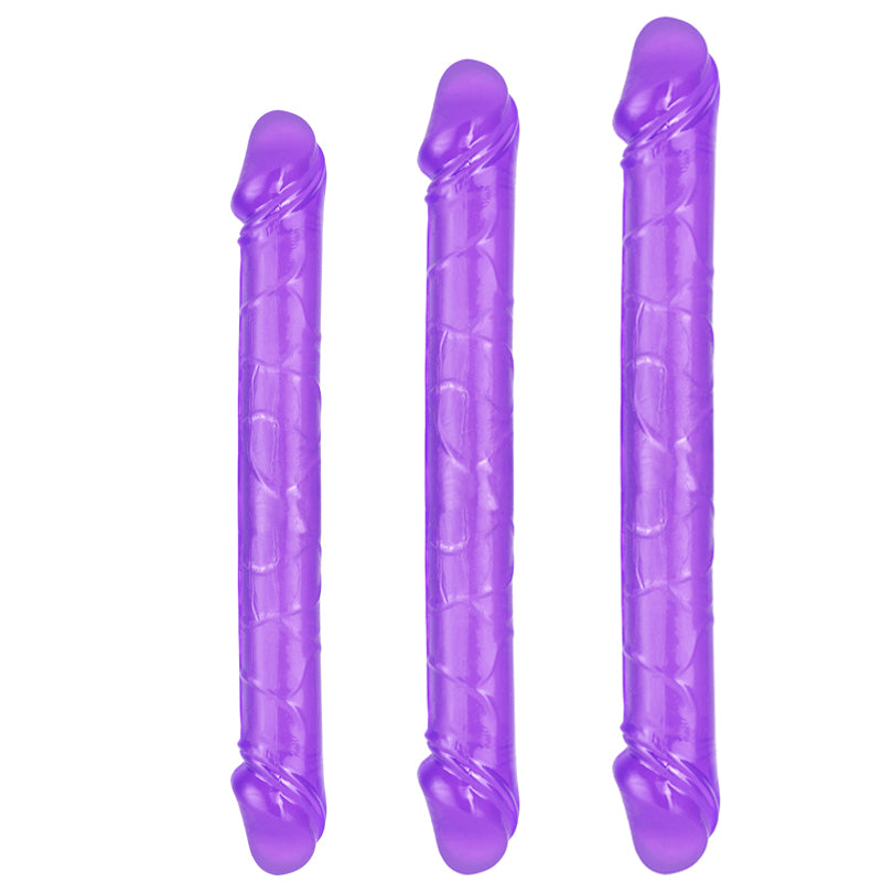 DY Crystal Double Penetration Dildo  - Purple 3 Size Optional