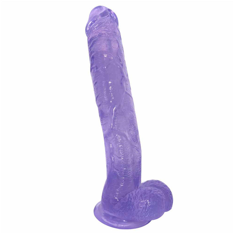 MD Crooked 12.2" Crystal Realistic Dildo with Suction Cup - Light Purple
