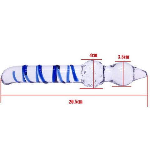 Double Ended 20.5cm Crystal Glass Butt Plug / Anal Beads / Thruster Dildo