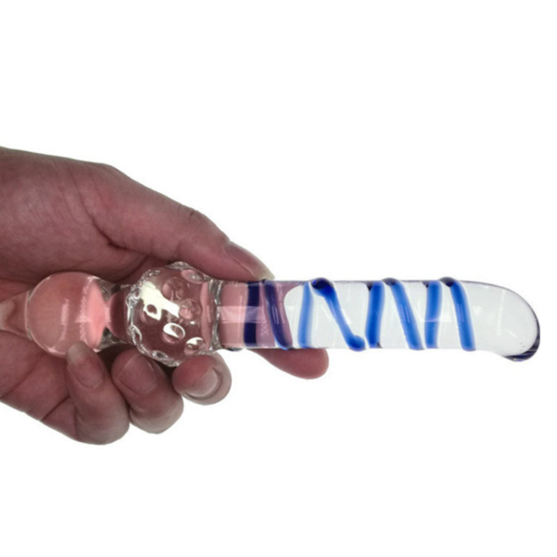 Double Ended 20.5cm Crystal Glass Butt Plug / Anal Beads / Thruster Dildo