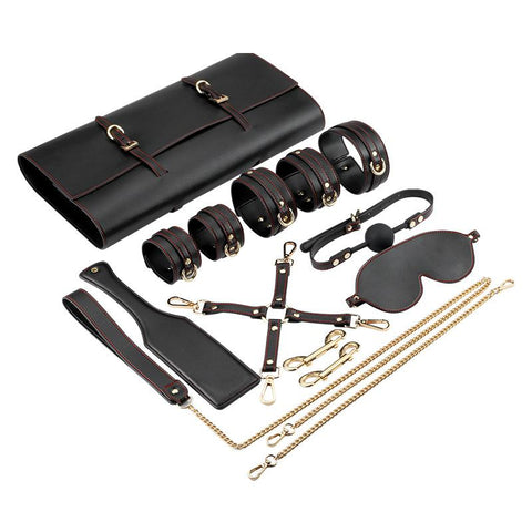 RY BDSM Luxury Fetish Restraint Bondage Kit 6 Pcs - Black with Bag