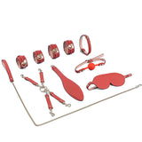 Premium BDSM Erotic Restraint Bondage Kit - 8 Pcs Red