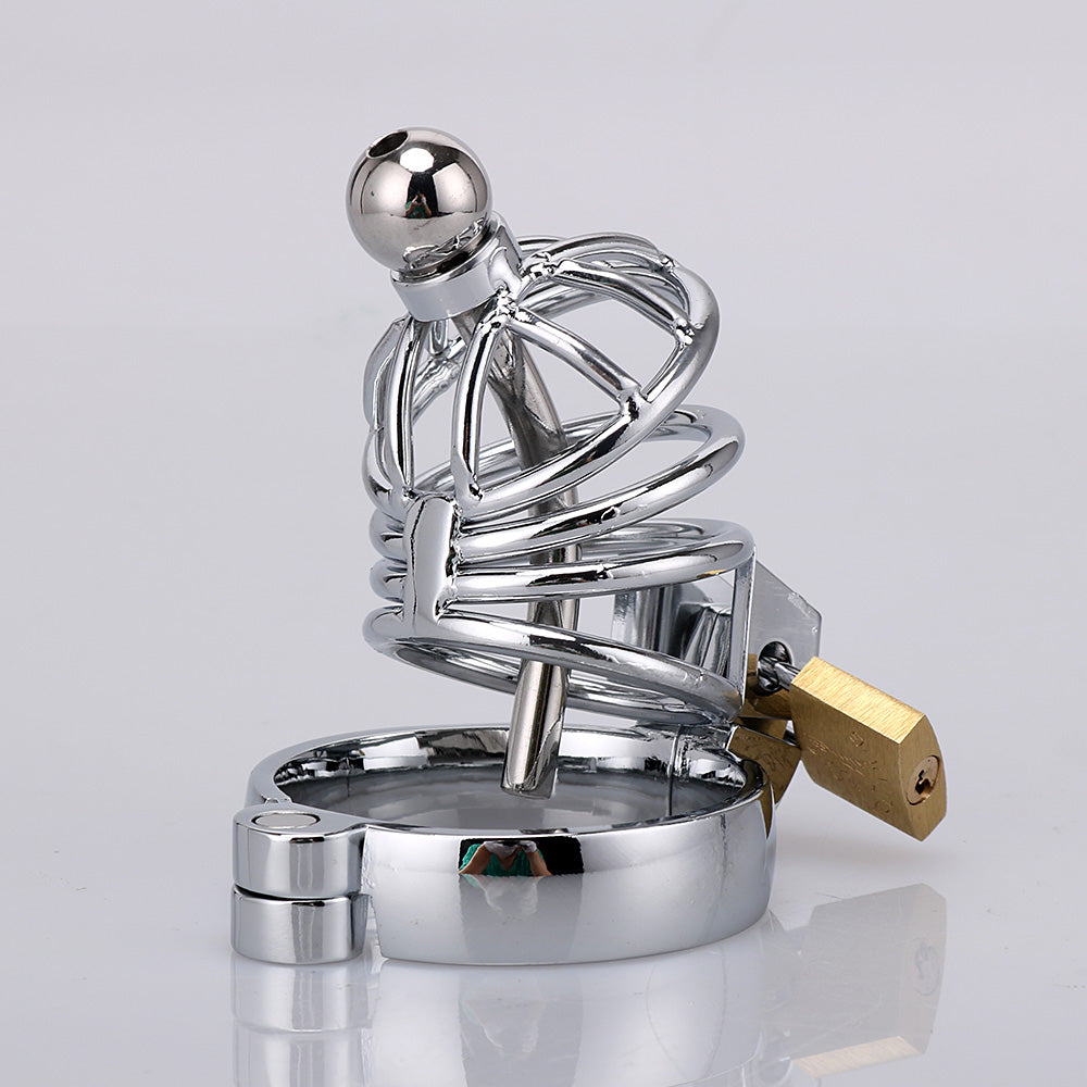 RY Stainless Steel Cock Penis Cage Male Chastity Cage Kit with Urethra / Short Edition / 3 Size