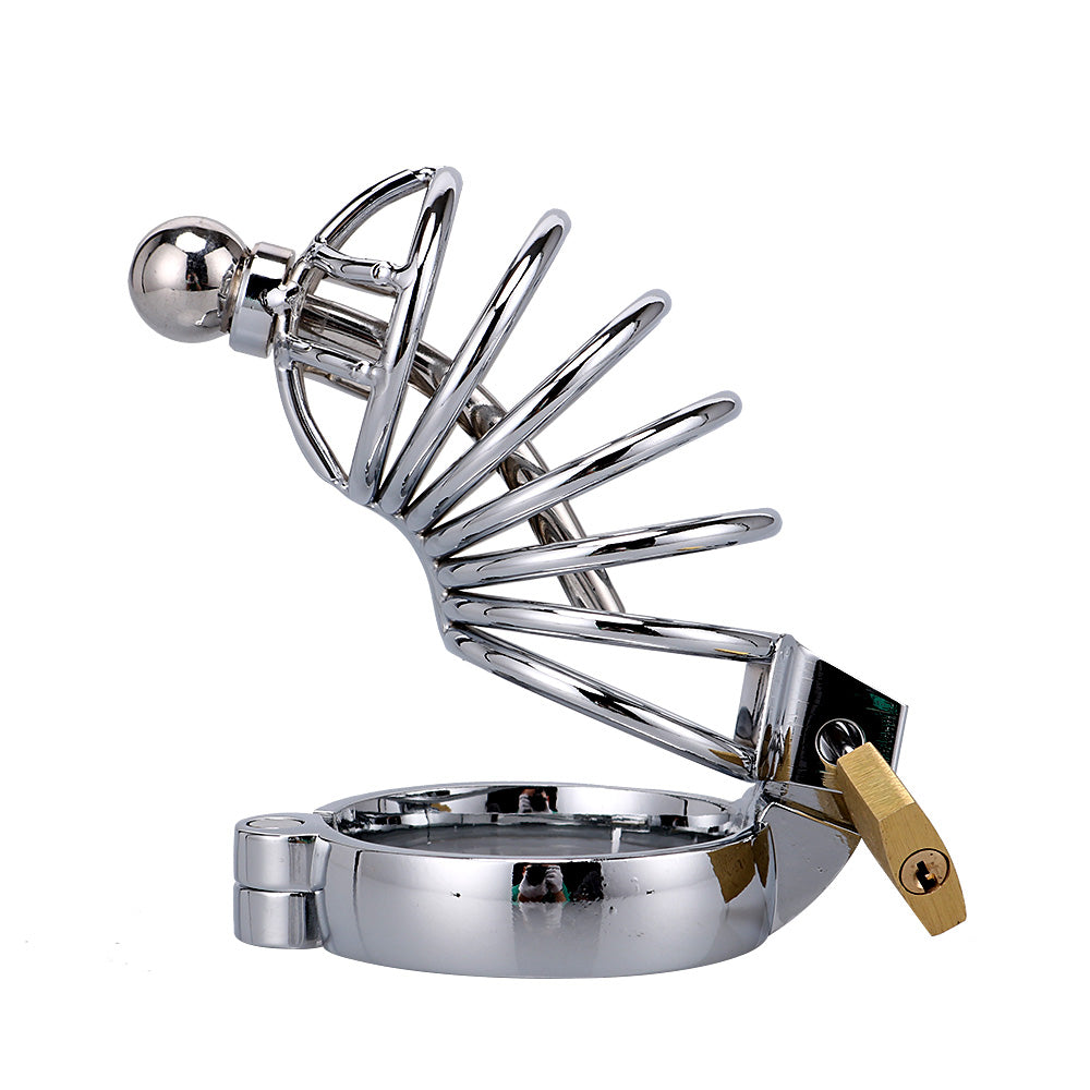 RY Stainless Steel Cock Penis Cage Male Chastity Cage Kit with Urethra / Long Edition / 3 Size
