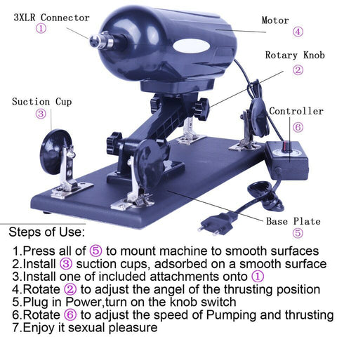 DS-A2 Auto Thrusting Sex Machine Kit with Realistic Dildo and Extension Pole - Black