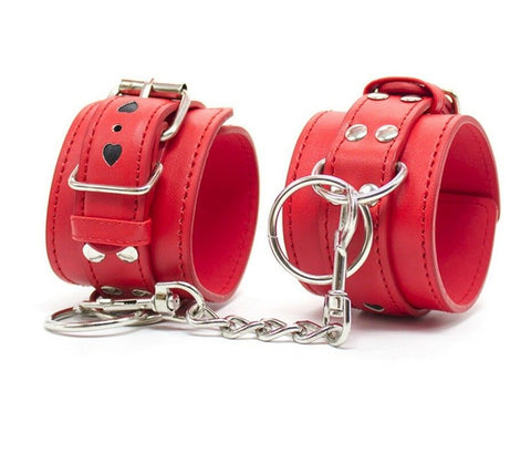 BDSM Bondage Fetish Handcuffs Ankle Wrist Cuffs Restraints - Red