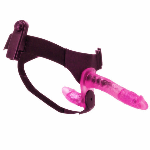 BAILE Double Vibrating Lesbian Strap-on Dildo with Harness- Pink