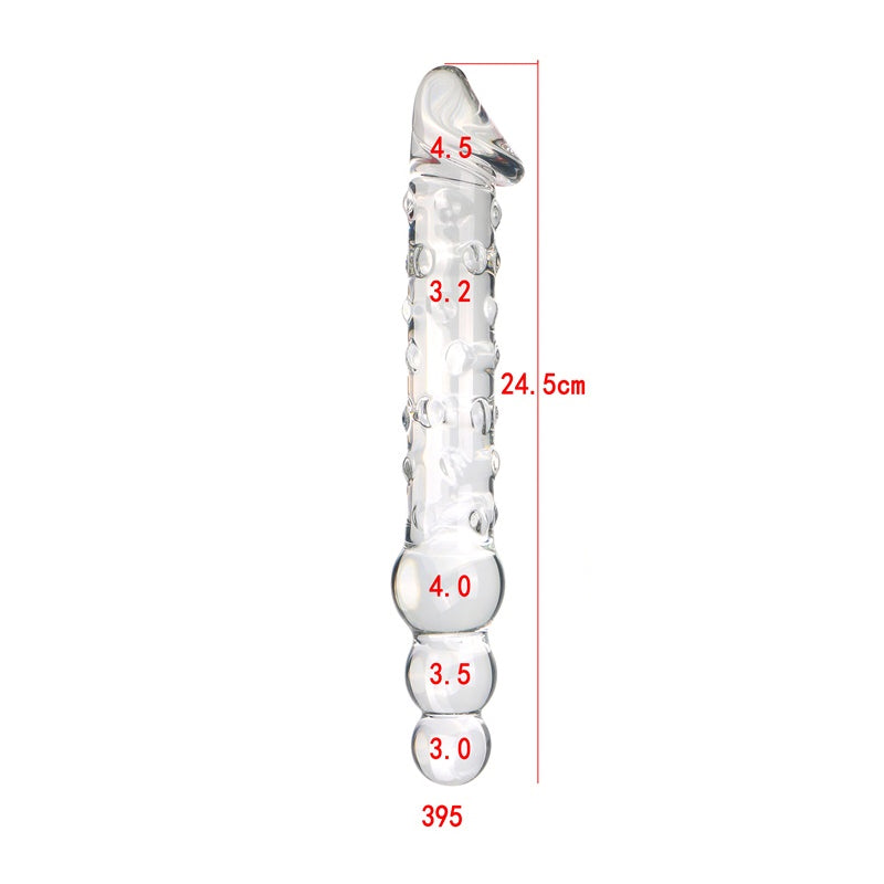 Glass Beaded Realistic Dildo & Anal Plug - S/M/L