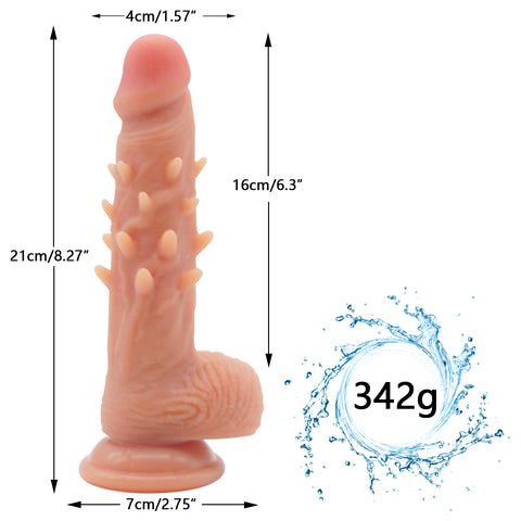MD Spiked Dildo with Suction Cup - Flesh & Brown