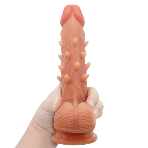 MD Spiked Dildo with Suction Cup - Flesh & Brown