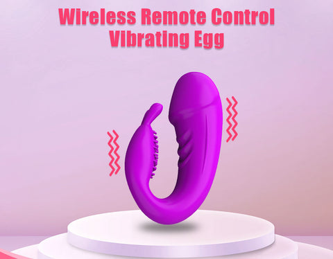 JRL Remote Control Wearable Clitoris & GSpot Vibrator Dildo - Purple