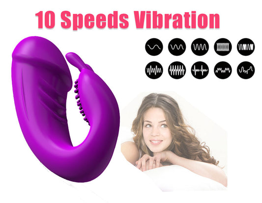 JRL Remote Control Wearable Clitoris & GSpot Vibrator Dildo - Purple