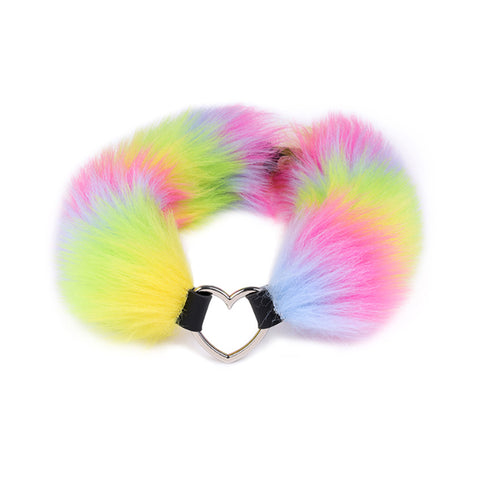 RY Cosplay Furry Rabbit Tail Anal Plug/Headband/Nipple Clamp/Collar Bondage Kit - Multicolor