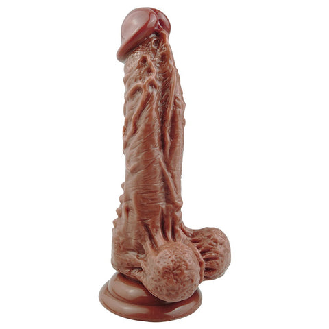 MD 7.48" Evil Realistic Dildo Veined & Beaded - Brown