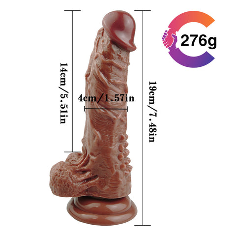 MD 7.48" Evil Realistic Dildo Veined & Beaded - Brown